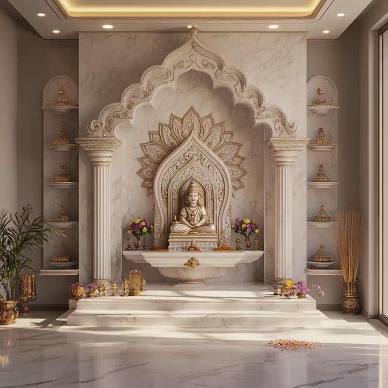 Designer Carved Marble Mandir Structure